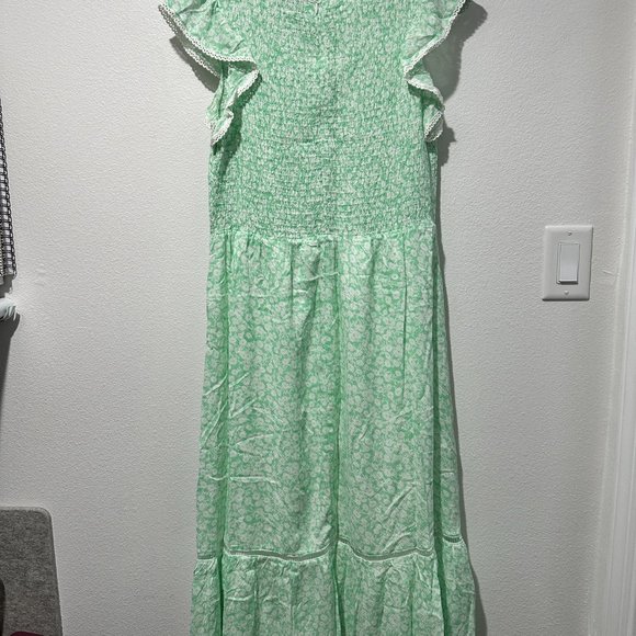 Lost + Wander Blossom & Bloom Floral Smocked Dress (Mint White Floral) - Picture 4 of 4